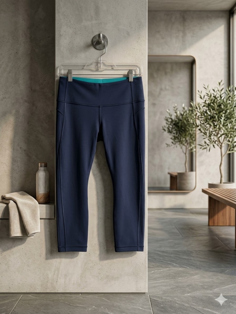 lululemon athletica Teal Capri Leggings with Navy Lining